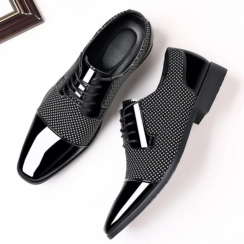 Men Dress Shoes For Men Oxfords PU Leather Shoes Lace Up Formal Black Leather Wedding Party Shoes Casual Mens 250814