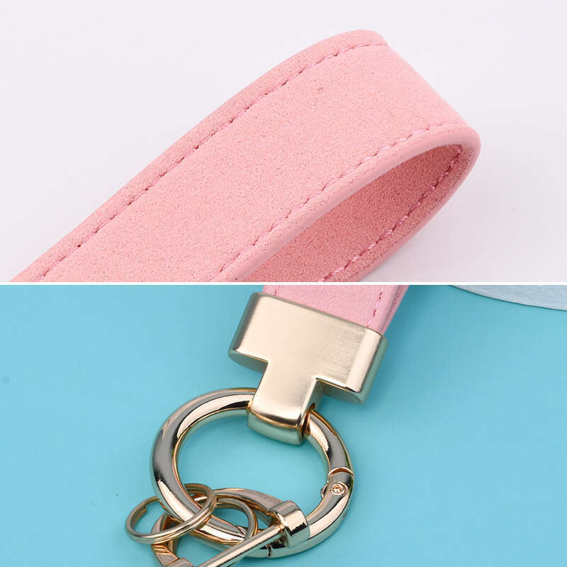 Suede T-shaped Car Keychain Leather Veet Horseshoe Buckle Pendant Personalized Women's Bag Decoration Trendy Small Gift
