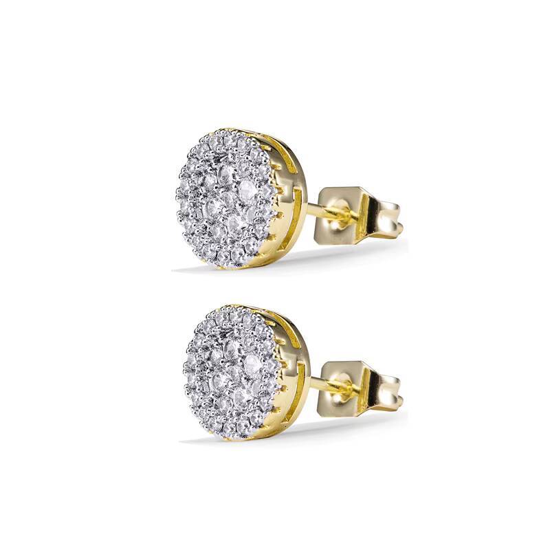 Jasen Fashion Men Women Vvs Moissanite Dia Cz Stones Sier Sterling Round Stud Earring