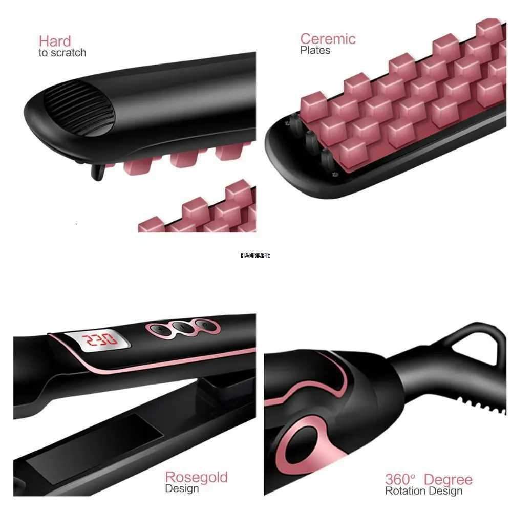 Hair Volumizing Iron Hair Straightener Curling Crimping Ceramic Crimper Hair Shiny Silky 2 in 1 Straightening Curling Flat Iron. W250814