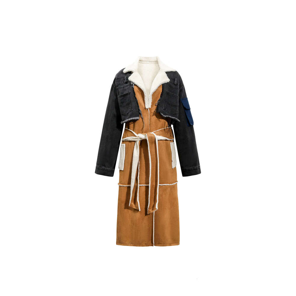 Women Denim Long Coats Fleece Thick Warm Outerwear Straight Loose Short Jackets Female Fashion Streetwear Winter Parkas