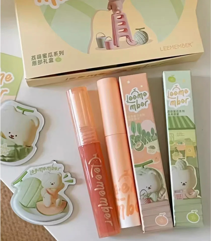 LEEMEMBER Cantaloupe Lip Gloss Series Watery Mirror Lip Glaze Tint Women Beauty Makeup Cosmetics 250812