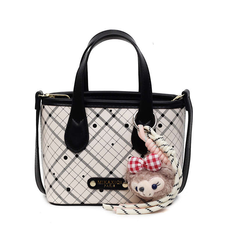 Fashion Bucket for Women 2025 Autumn New Versatile Handbag High-end Feel Shoulder Checkered Crossbody Bag