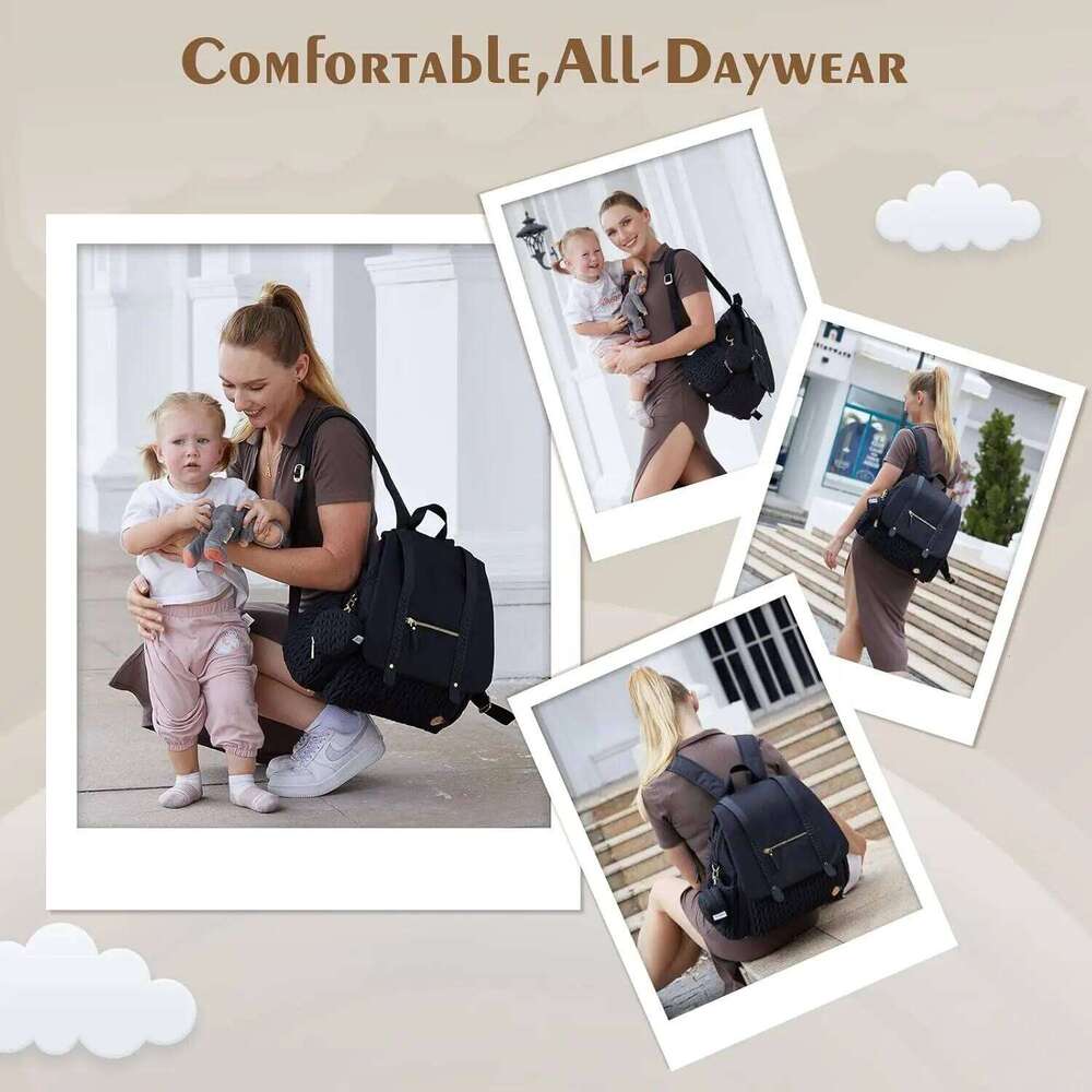 New Bags Mother Waterproof Large Capacity Solid Polyester Diaper Backpacks Travel Bag for Newborn Baby