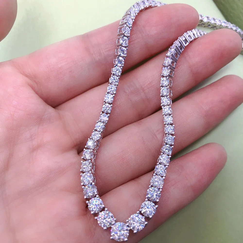 FEOBUR Vshaped Full Tennis Necklace for Women Wedding Party Jewelry with GRA 925 Sterling Silver Neck Chain Choker 250811