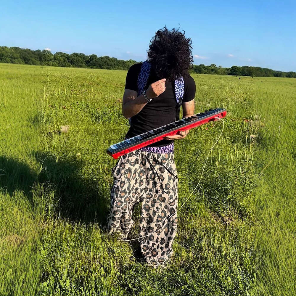 New Leopard Digital Print Wide-Leg Straight Double-Cuff Design Fashionable Personality Casual Pants