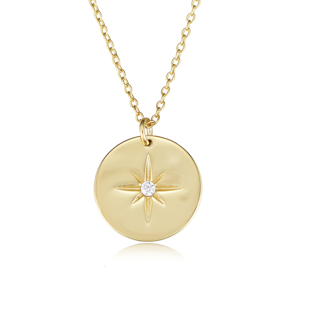 S Pure Sier Smooth Coin Pendant Necklace for Women, Ins Style, Simple and Versatile, High-End Round Plate Clavicle Chain