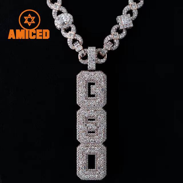No.1 Jewelry Gold Plate Iced Out Hip Hop Moissanite Custom Name Letter Necklace Chain Pendant