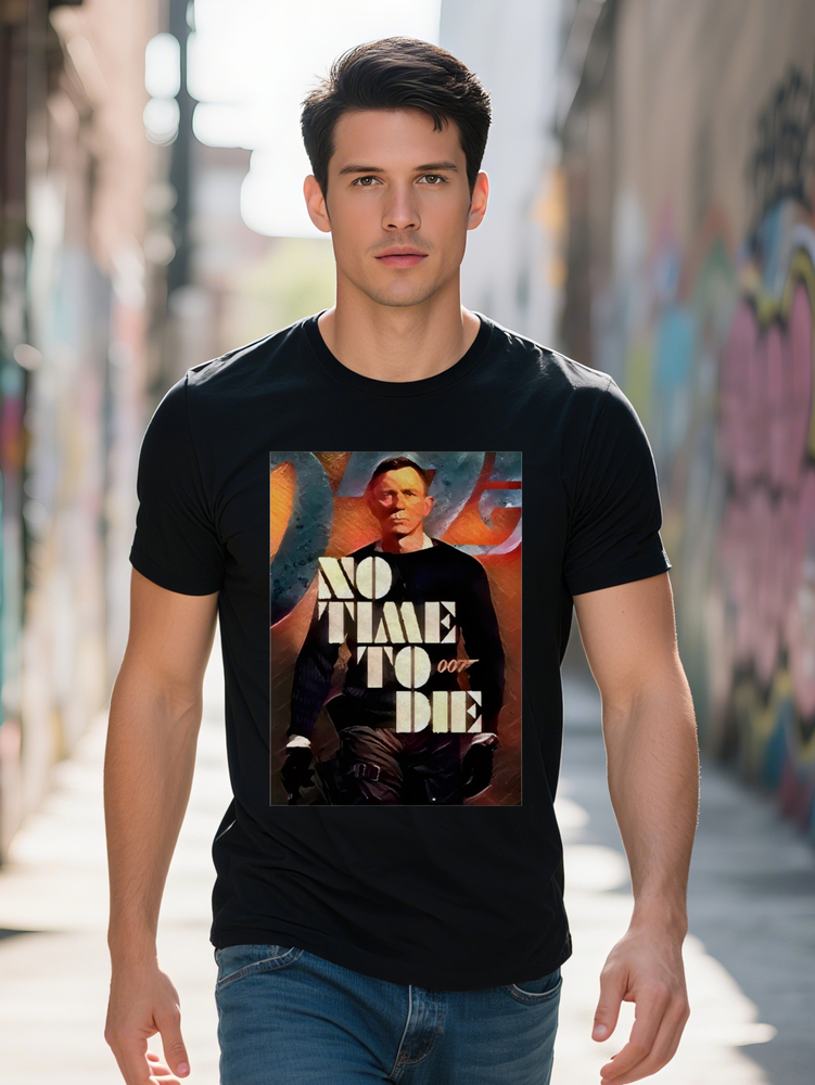 S NO TIME TO DIE Graphic T Shirt Versatile Neck Slight Stretch Fabric Summer Ready Perfect Gift for Men Casual