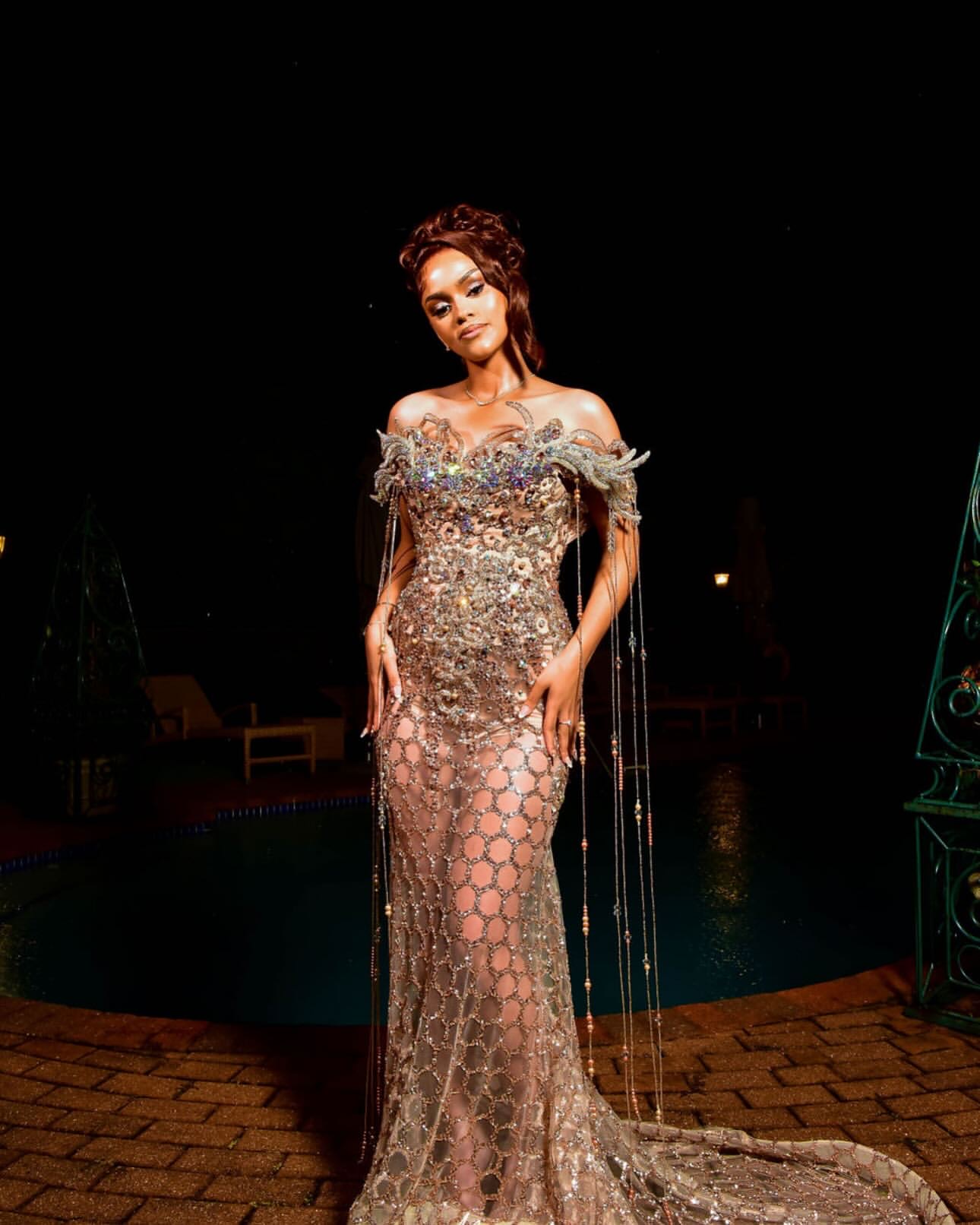 Mermaid Gold Prom Dresses 2025 Crystals Tassels Sequined Lace Evening Formal Party Second Birthday Engagement Gowns Plus Size Dress For Special Occasi