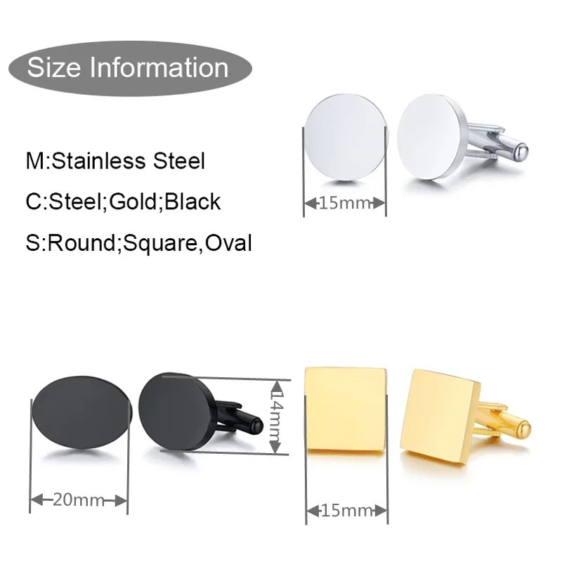 Customized Stainless Steel Cufflinks For Men Gift Personalized Man Shirt Button Cuff Links For Party Wedding 250812