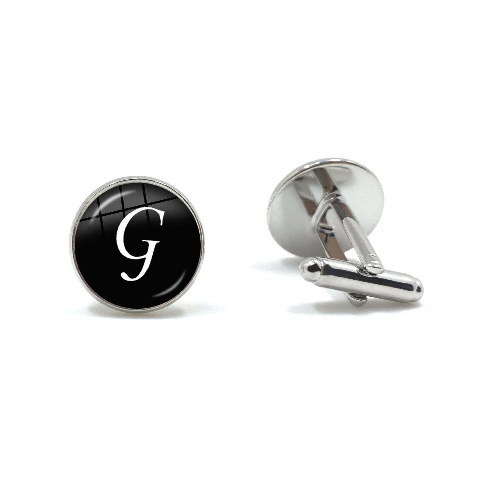 Mens Fashion A-Z Single Alphabet Cufflinks Silver Color Letter Cuff Button for Male Gentleman Shirt Wedding Cuff Links Gifts 250812