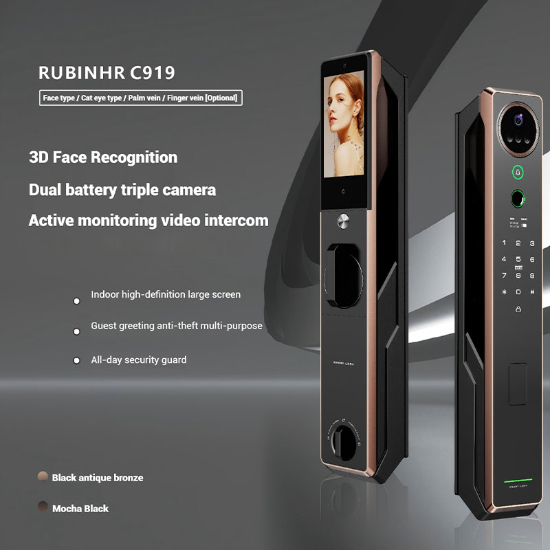 3D Face Recognition Palm Print Remote Control Waterproof Smart Lock RUBINHRC919
