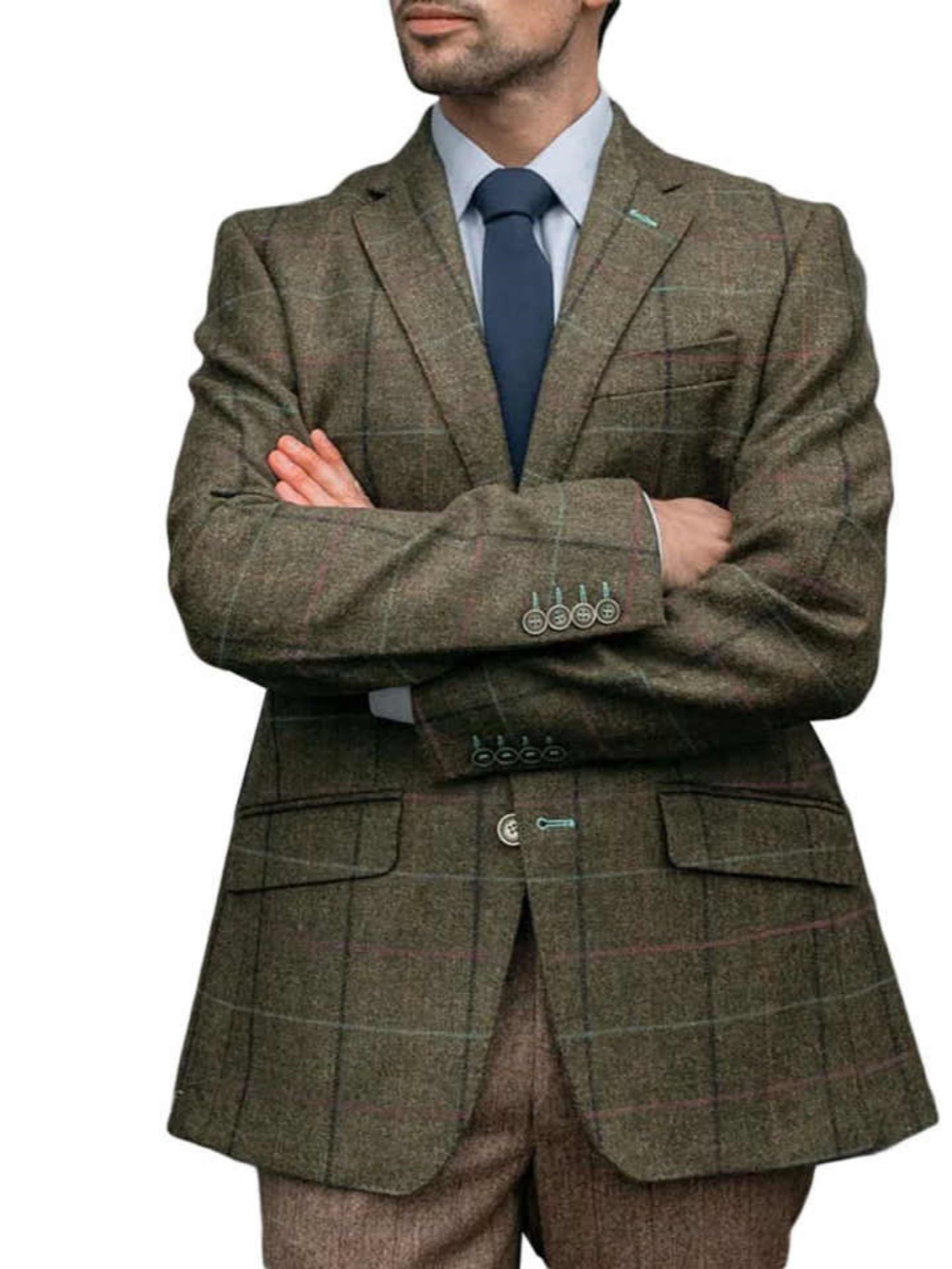 Vintage Check Men Suit Single Breasted Wool Blend Short Man Tailcoat Notched Lapel Business Blazers Overcoat Customized