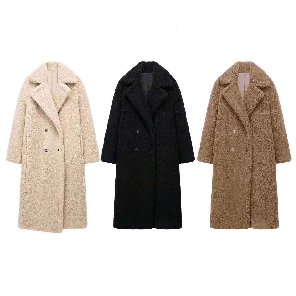Women's Clothing Large Lapel Thickened Lamb Wool Fleece Super Long Coat
