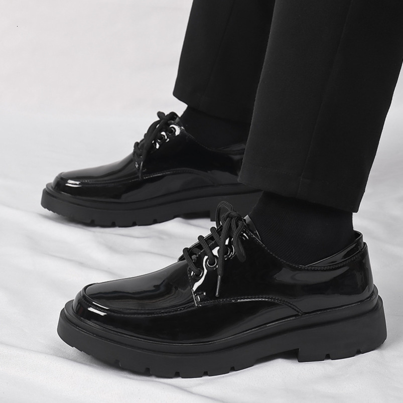 Men's Leather Korean Trendy Versatile Thick Sole British Style Groom Formal Shoes 6265-H