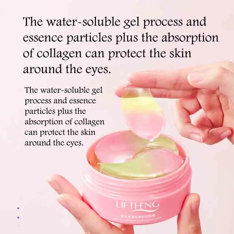 60pcsbox Seaweed Sakura Crystal Collagen Eye Mask Dark Circles -aging Eye Patches Gel Masks Skin Care 250813