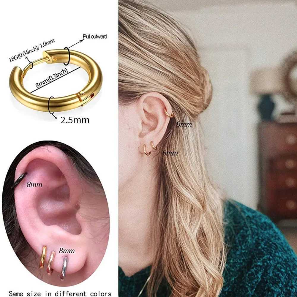 2024 New Simple Stainless Steel Small Hoop Earrings for Women Men 8mm to 20mm Round Cartilage Ear Piercing Fashion Jewelry XJ250814