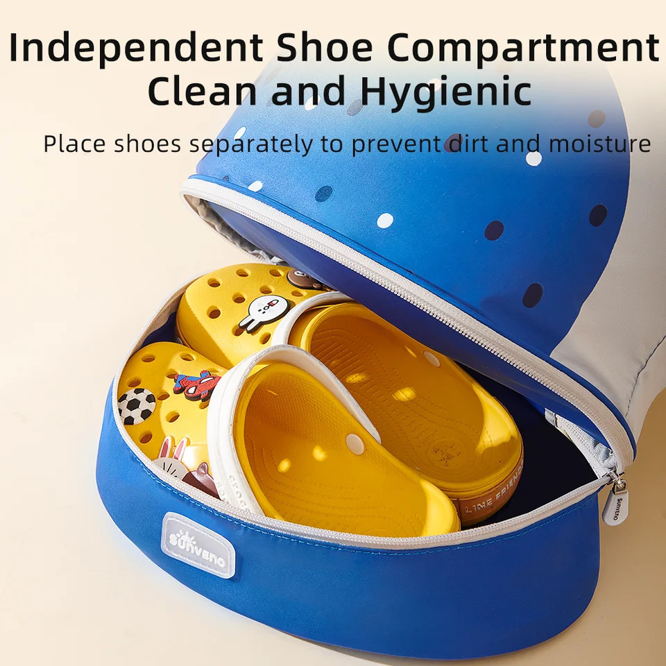 Sunveno Kids Swim Backpack Wet and Dry Separation Drawstring Swim Bag Girls Waterproof Beach Bag Swimming Storage Bag 250813