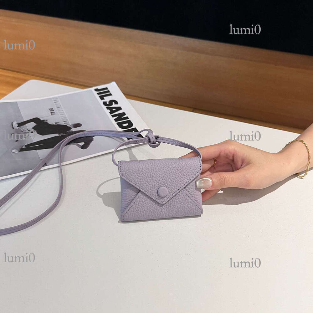 New Coin Purse Top Layer TC Envelope Waist Neck Bag Niche Mini Belt Genuine Leather Card Holder