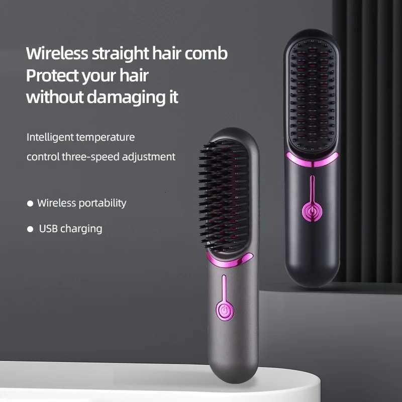 100% Original Product Cordless Hair Straightening Brush Portable Mini Travel Straightener Brush Womens Ionic Hot Comb Straightener W250814
