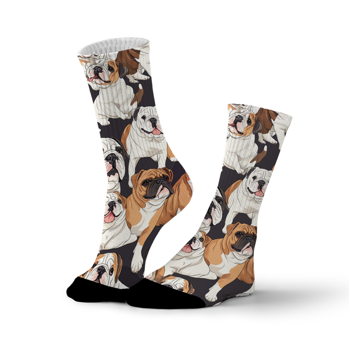 Cute English Bulldog Collage Unisex Tube Designer Socks C145