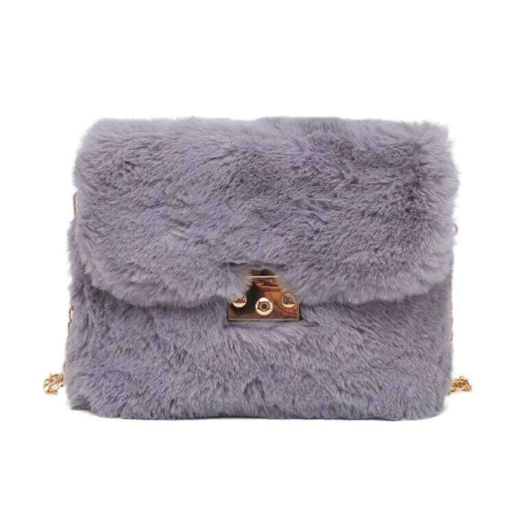 New Winter Plush Shoulder Bag Faux Fur Crossbody Bags For Women Chain Fashion Design Handbag Female Cross Body