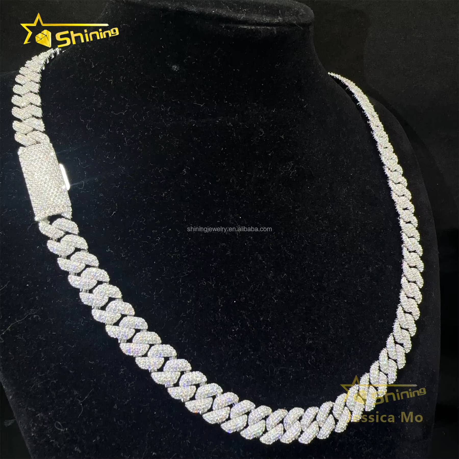 Drop Shipping Prong Setting GRA Certificate S925 10mm 3Rows Stone Iced Out VVS Moissanite Miami Cuban Link Chain Bracelet Men