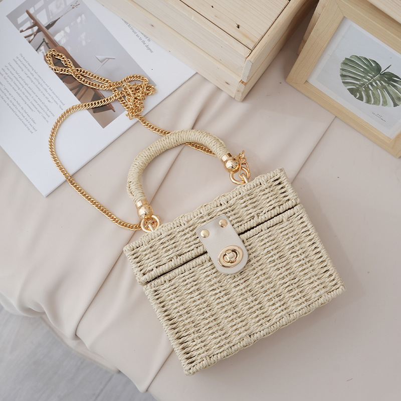 Luxury Brand Designer Bag Ins Style Small Square Bag New Straw Bag Single Shoulder Crossbody Handbag For Women Beach Photo Props Wedding Gift