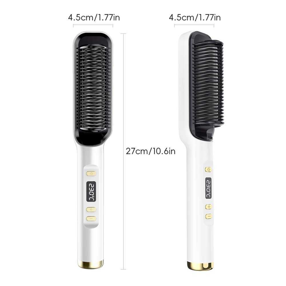 Electric Hair Straightener Brush Fast Heating Straightening Brush Hair Straightener with Anti-Scald Feature Straightener Comb W250814