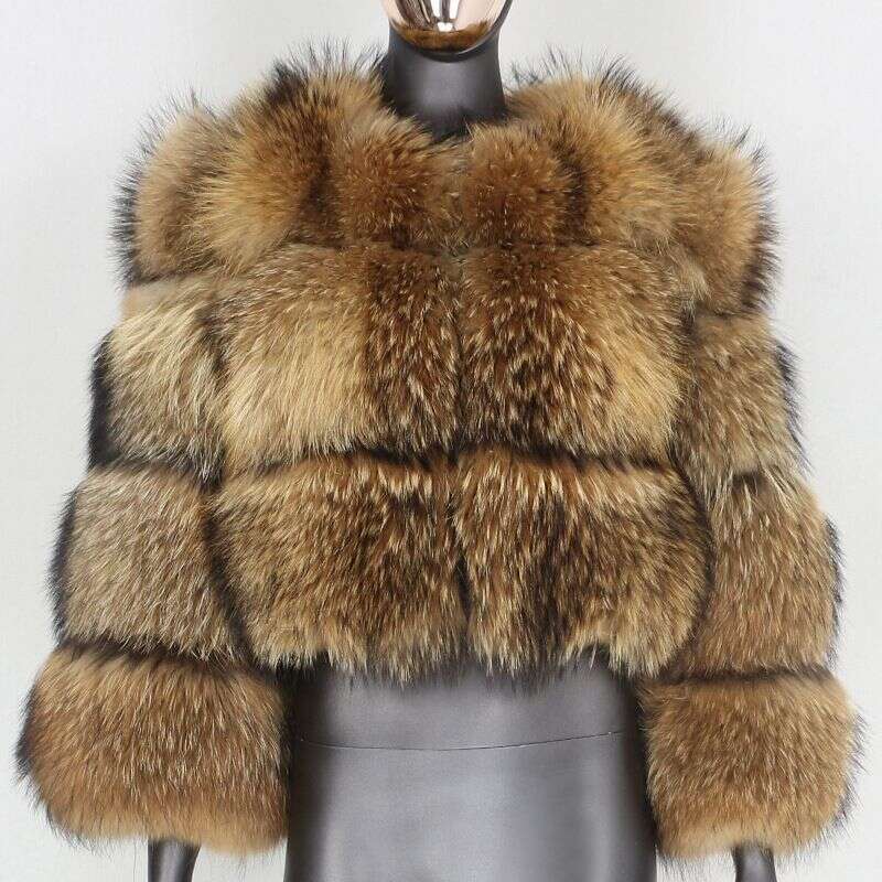Women's coat imitation raccoon splicing artificial fur