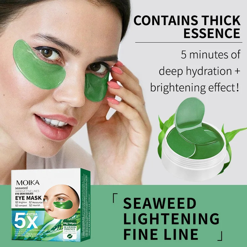 60 Patches 24K Gold Collagen Eye Patch -aging Dark Circle Facial Mask Pro-Xylane Hyaluronic Seaweed Eye Mask 250813