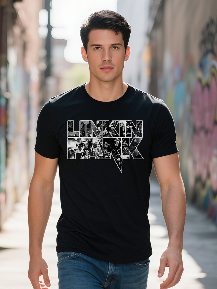 Men s Linkin Park Graphic T Shirt Black White Photo Regular Fit Summer Tee Rock Music Fan Gift for Fans