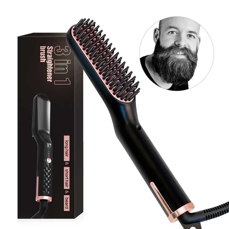 Unisex Hair Straightener Brush Hot Comb Wireless Beard Straightener for Men Beard Comb Hair Curler Styling Tool W250814