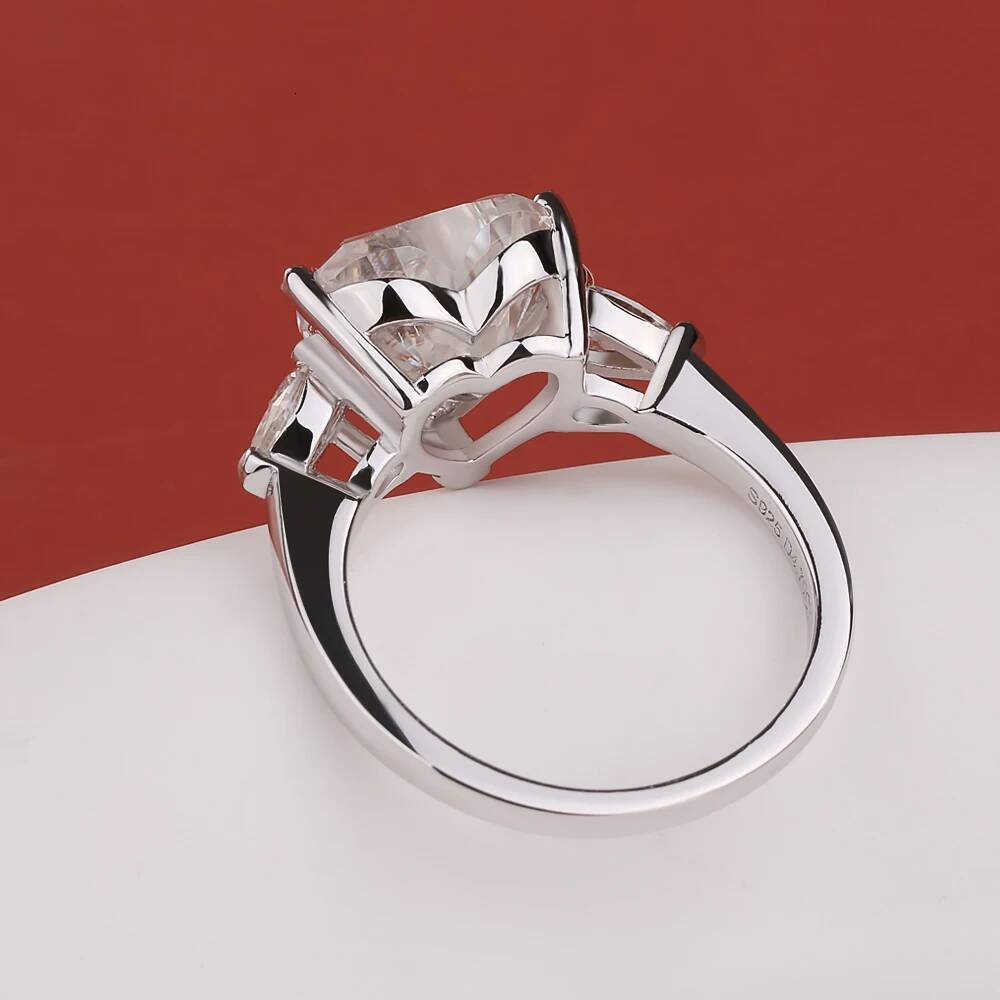 BXINY 1-4CT Heart Cut Moissanite Rings S925 Silver 18K Gold Plated Sparkling Three Stone For Women Wedding Band Jewelry with GRA