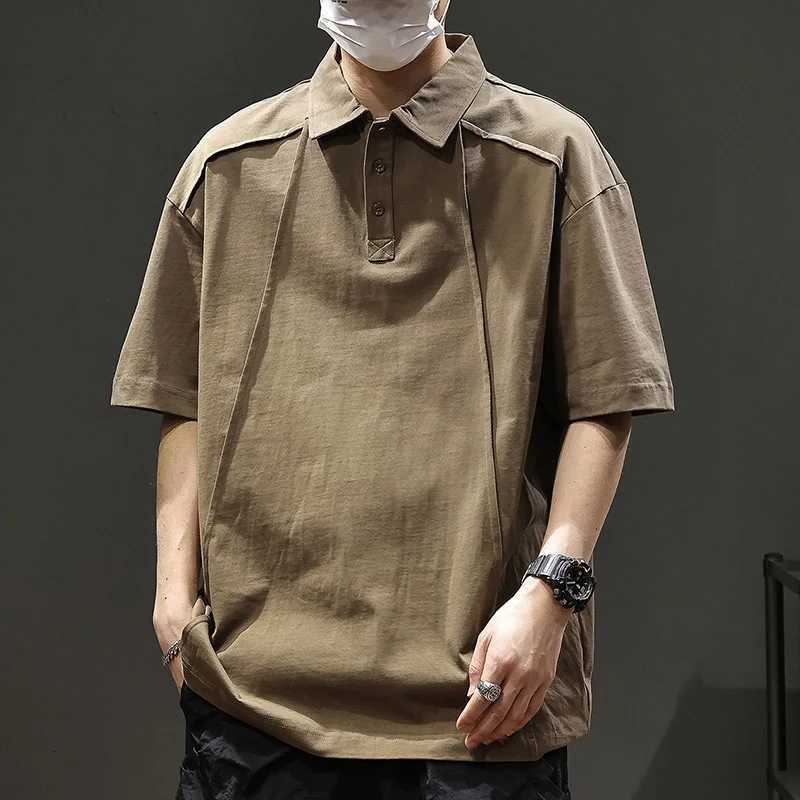 2626 Summer new mens POLO shirt lapel short-sleeved T-shirt splicing fashion loose with high-end 100% cotton XJ250804