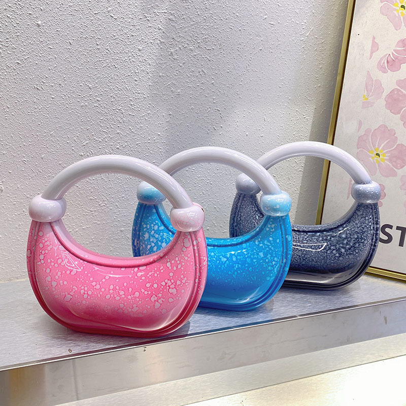 Chic Acrylic Evening Clutch - Modern Crescent Shape for Stylish Occasions