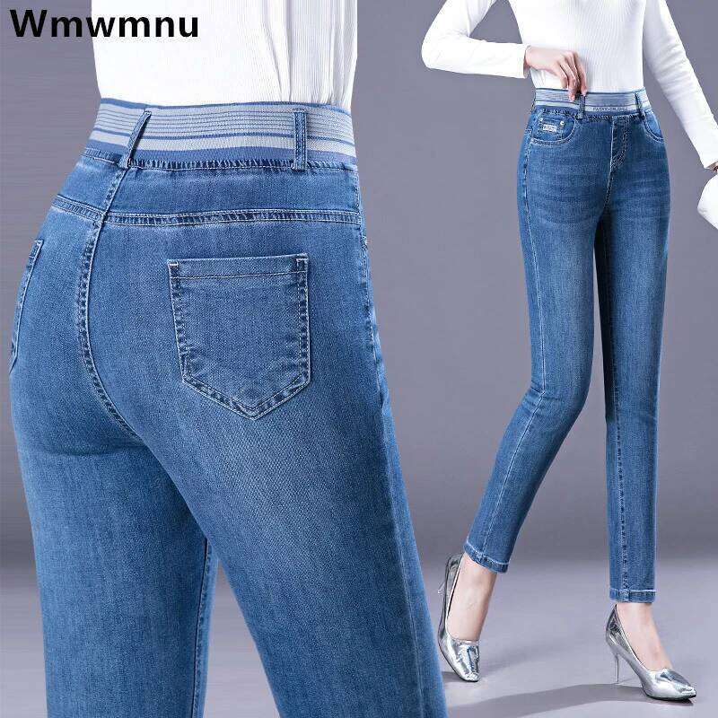 High Waist Skinny Denim Pants Mom Pencil Jeans Women Casual Streetwear Big Size 36 Retro Stretch Vaqueros Korean Jeansy Pantalon