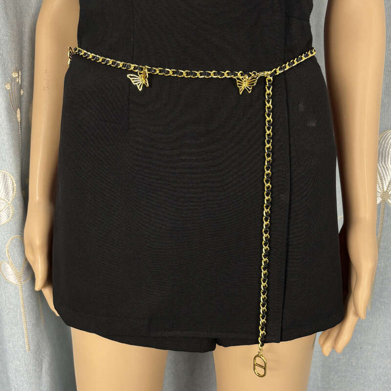 Style Waist for Women, Dress Coat, High-End Feel, 2024 Butterfly Decoration, Suit Metal Chain Belt