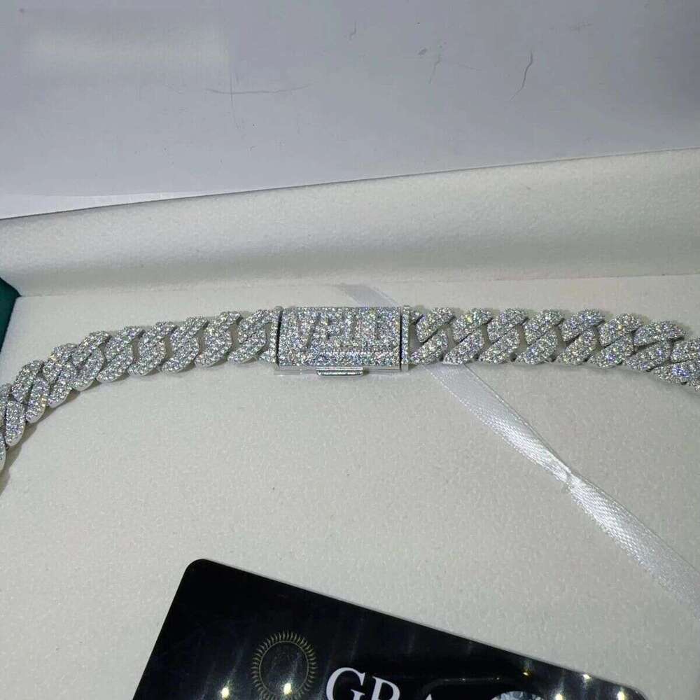 Pass Tester VVS Moissanite Lab Dia Sier Necklace and Hip Hop Iced Out Jewelry Cuban Link Chain