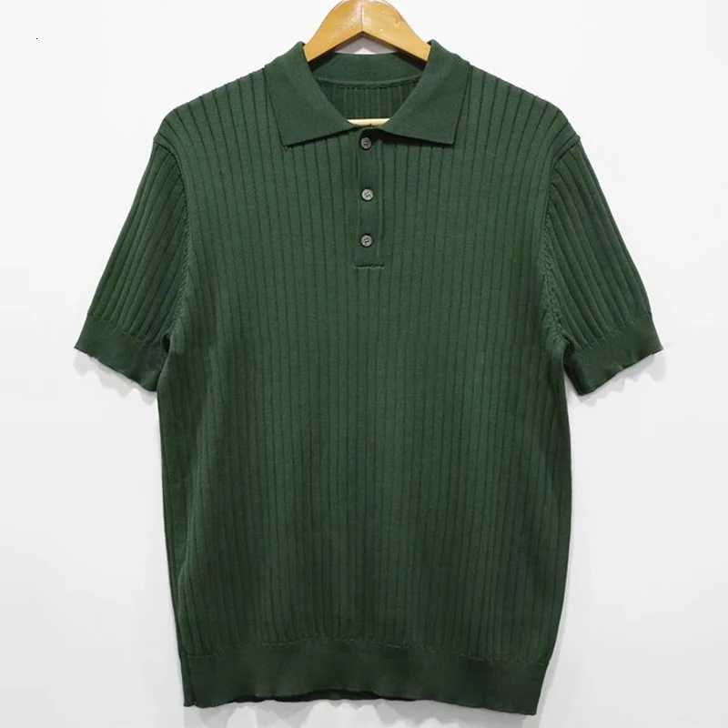 Men Knit Polo Shirts Casual Social T-Shirts Short Sleeve T Shirt Slim Solid Retro Tops Tees Korean Harajuku T Shirts Men Clothes XJ250804