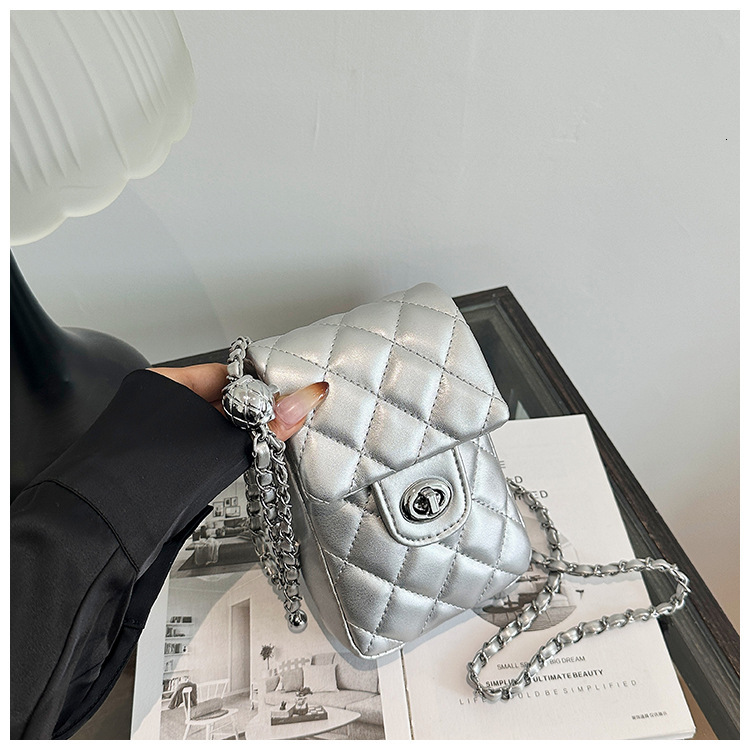 Luxury Brand Designer Bag 2025 New Summer New Bag Women's Diamond Chain Small Style Fashion Single Shoulder Bag Trendy Crossbody Phone Bag