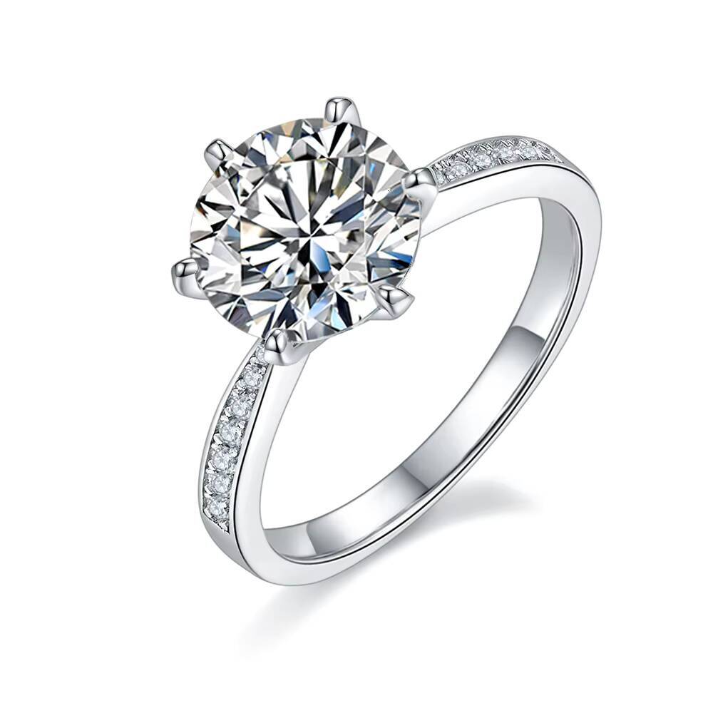 Factory Direct 2ct Lab Dia Engagement Ring Sterling Sier halo Gra Certified Moissanite Jewelry