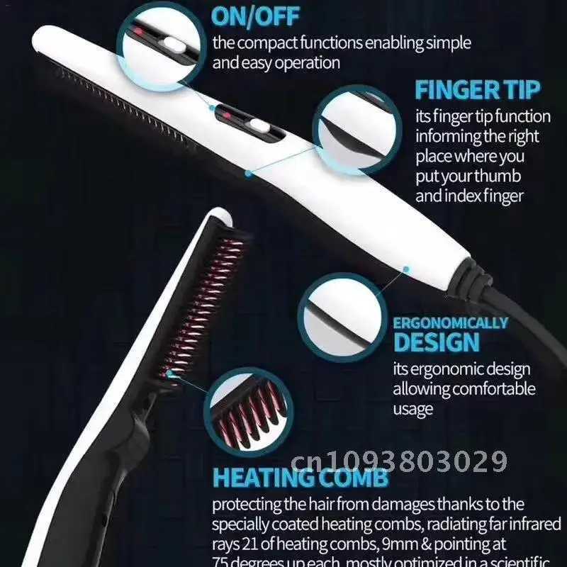 Multifunctional Hair Comb Brush Beard Hair Straightener Electric Mens Styler Quick Hair Straightening W250814
