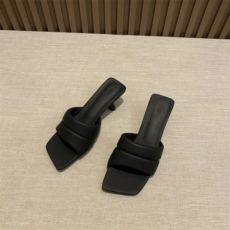Womens Slippers Slippers Womens Summer Wear Fashion Open-toed Square Flip-flops Womens High Heels Sandals Women 250809