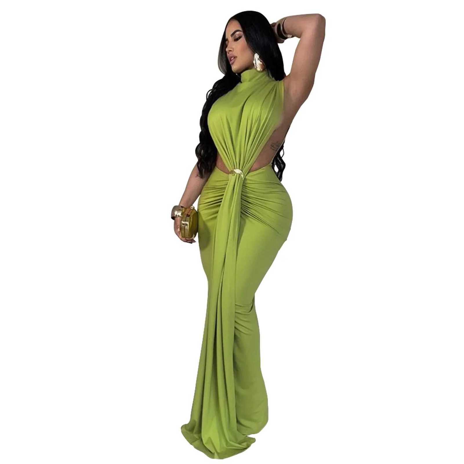 10772 Womens Fashionable Sexy Side Slit Sleeveless Dress Cross-Border Dress European and American Style Gown Skirt XJ250814