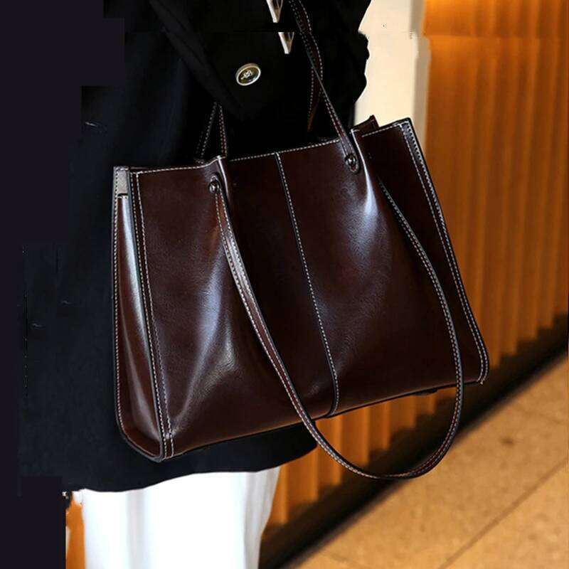 Burminsa Cowhide Genuine Leather Tote Shoulder Bags For Women 2025 Designer Large Capacity Shopper Work Ladies Handbags