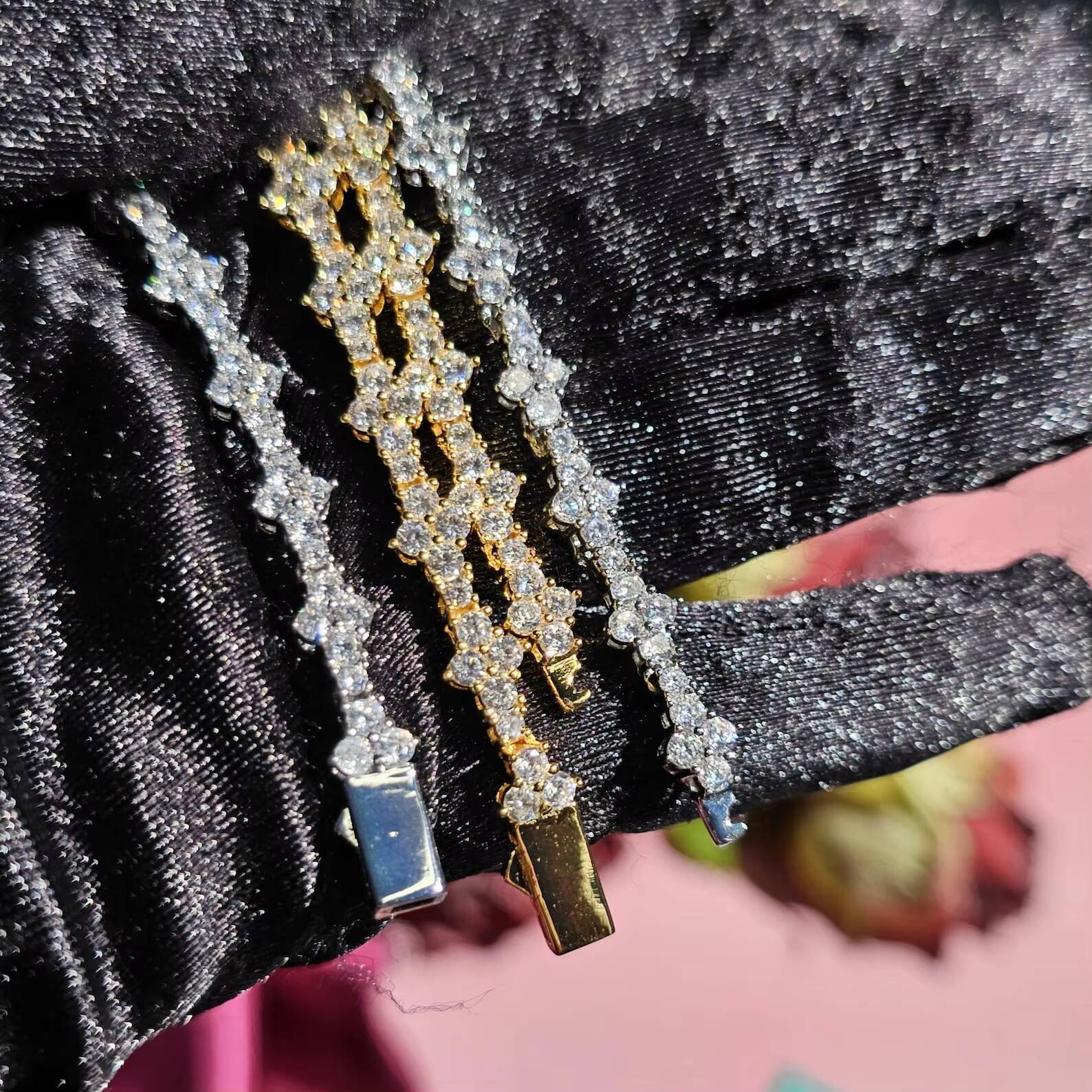 New Fashion Silver Gold Iced Out Cross Tennis Chain Custom Length Necklace Chain Choker Hip Hop Tennis Chain Custom Jewelry Gift