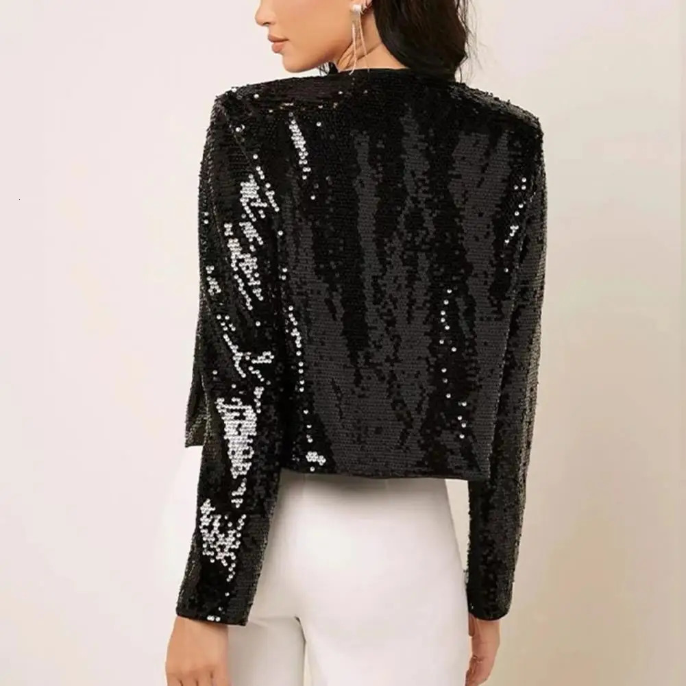 Chic Sequin Women Jackets Fashion Sparkly Glitter Office Lady Short Coat Slim Fit Open Front Cardigan winter jacket women 250813