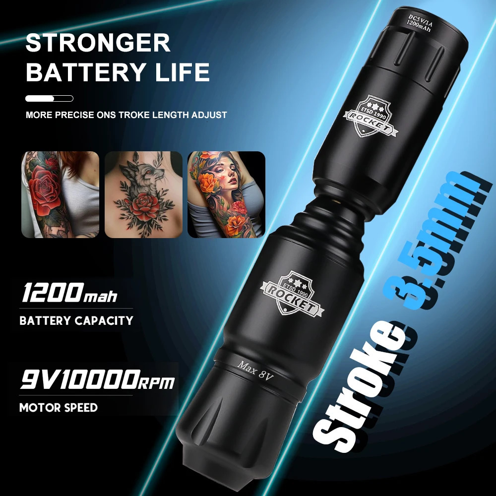 Tattoo Gun Kit Wireless Machine Complete 10000RPM Pen Rechargeable Cordless Power Supply 250809